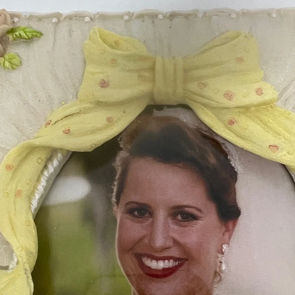 Floral Yellow Bow and Doves Picture Frame